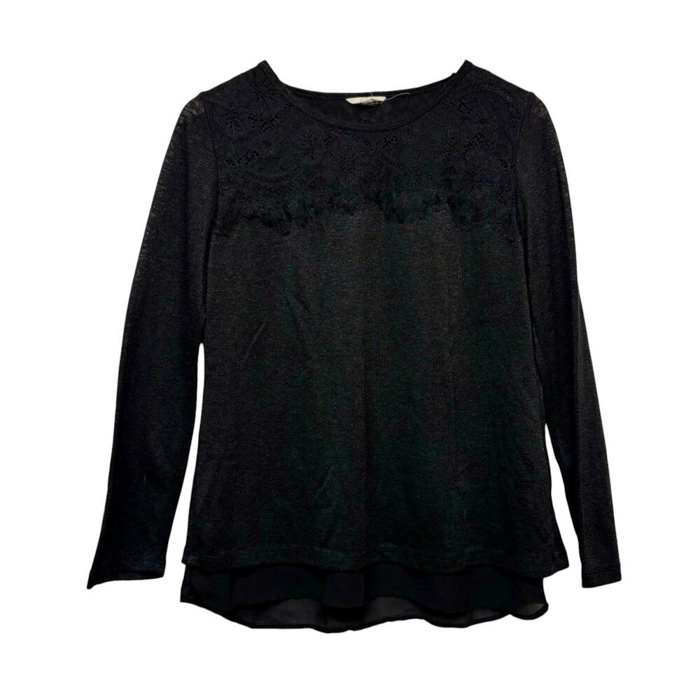 Anthropologie Black Lace Hi Lo
Layered Blouse Size M